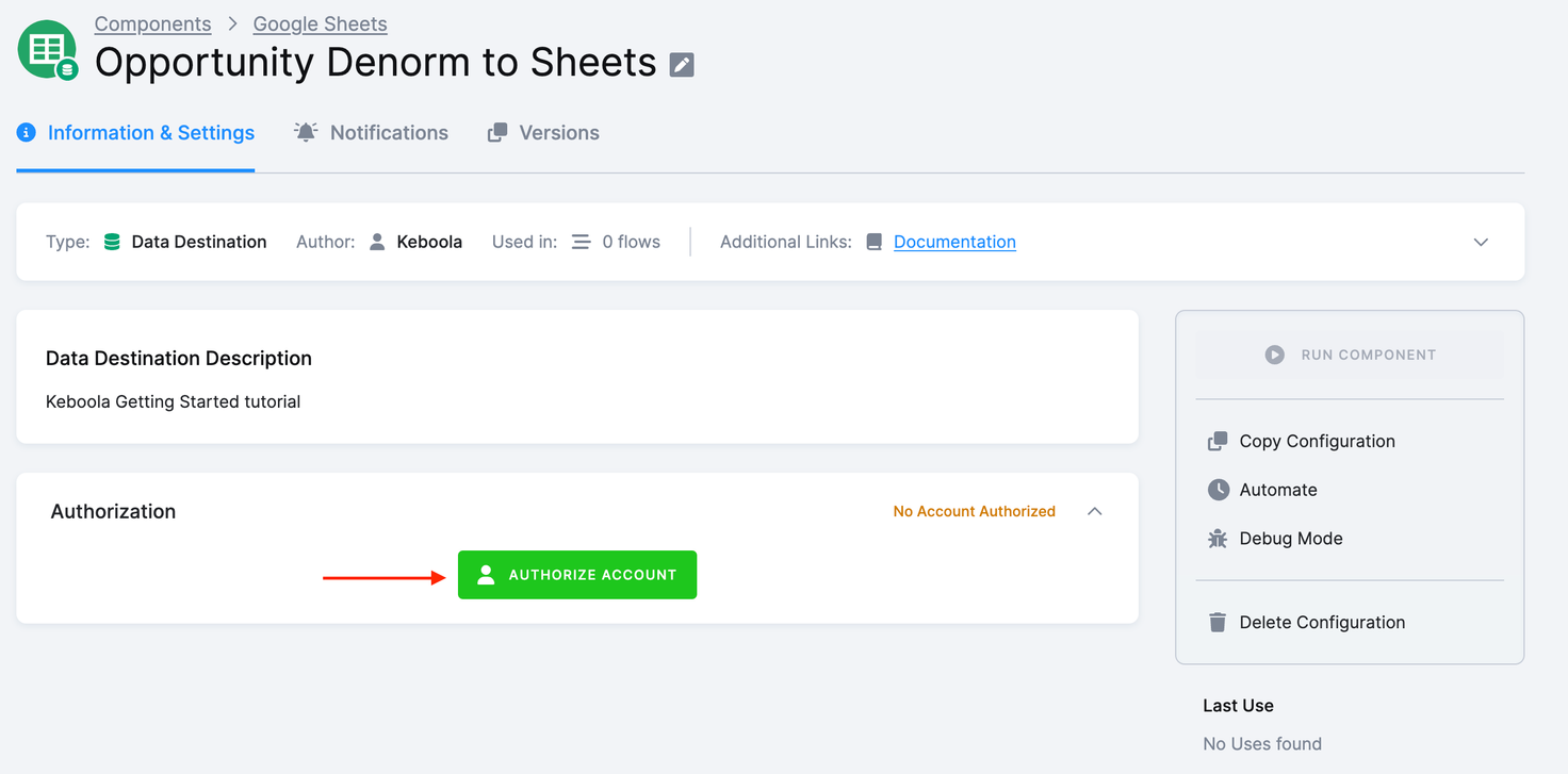 Screenshot - Authorize a Google account